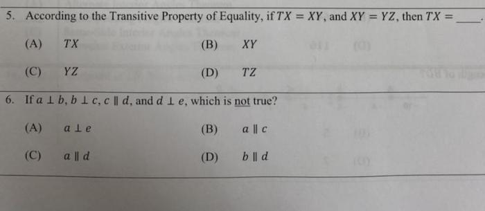 Transitive property equality