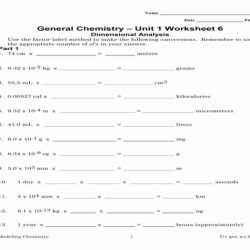 Chemistry unit 1 worksheet 6 dimensional analysis